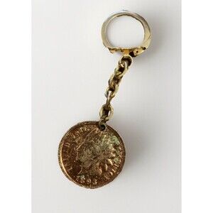 Vintage 1893 Indian Head Penny  Novelty Keychain Pendent Coin - A Penny Saved